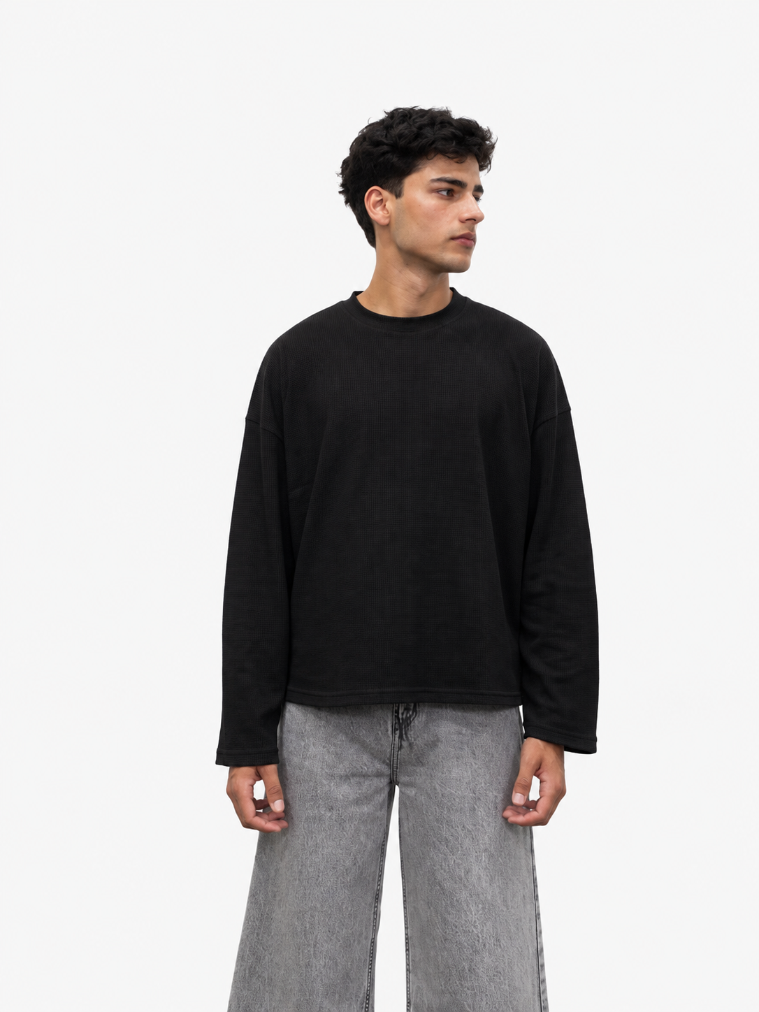 Between Fits Boxy Cropped Waffle Tee